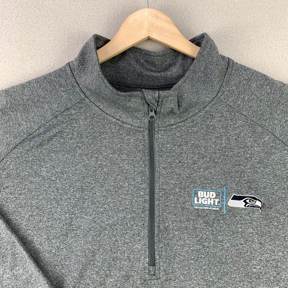 Seattle Seahawks NFL 1/2 Zip Pullover Mens 3XL Grey Bud Light Superbowl Top